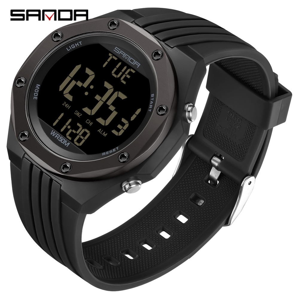 Sanda Relógio Digital Multifuncional Com LED E Display/Esportivo Casual À Prova D'água De Cor Lisa 6093-7