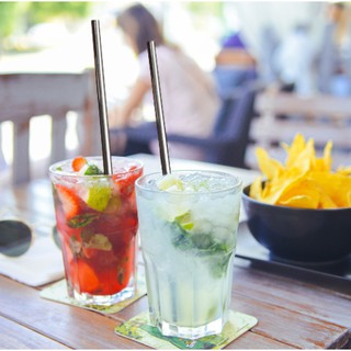 4 Canudos De Aço Inoxidável com Limpador Inclinado e Reto Extra Longo Serve 20 Oz Canudo de Aço