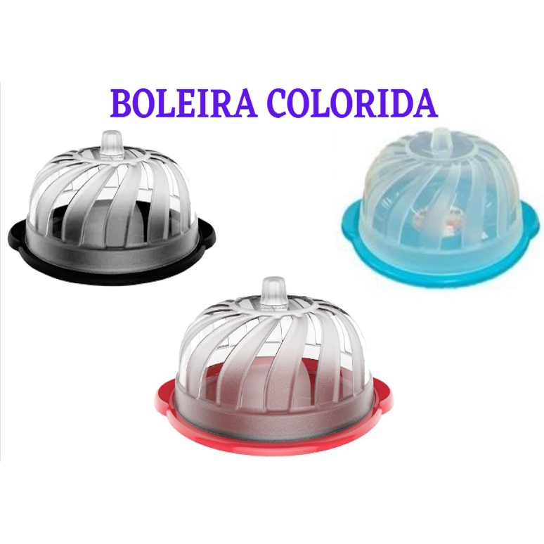 Boleira Plástica 34 Cm Com Prato Colorido Para Bolos Linda Oferta