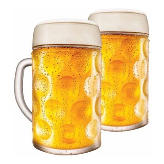 Caneca Chopp Vidro Caneca Cerveja Alemã Masskrug 1 Litro 2pc em Oferta na Shopee