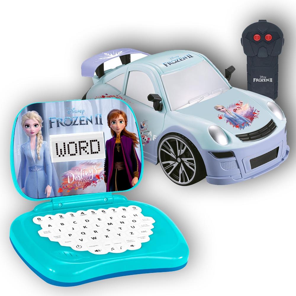 Kit Laptop Da Frozen + Veiculo Snow Machine Azul - Mom & Baby