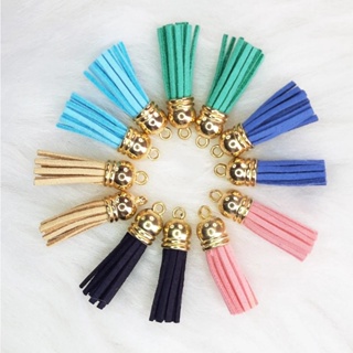 10 Pçs Tassel De Couro Sintético Camurça Franja Pingente Com Ponteira Dourada em Oferta na Shopee