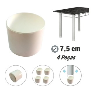 Ponteira Pé De Mesa Tubular Com Tampo De Granito Capa Protetora Redonda 7,5 Cm - Branca em Oferta na Shopee