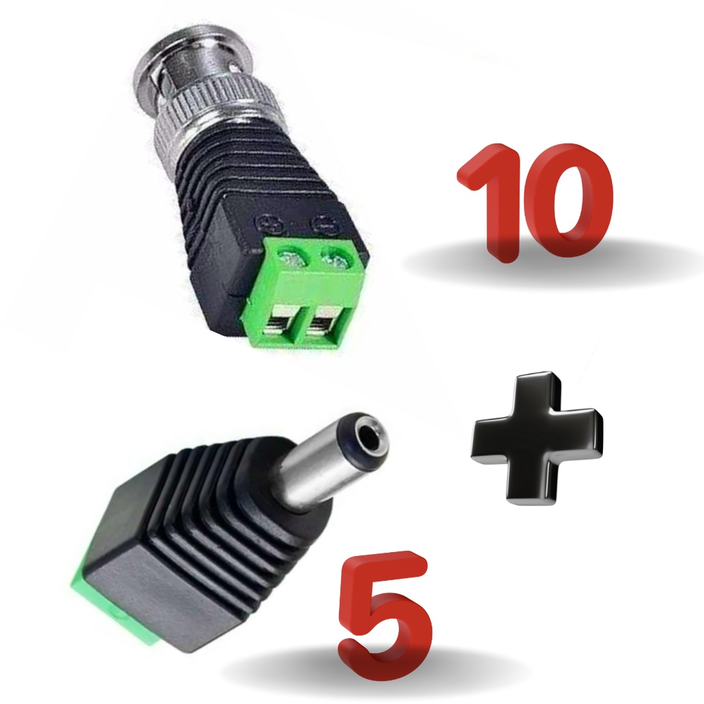 Kit 10 Conectores BNC Macho C/ Borne + 5 Plug P4 Macho em Oferta na Shopee