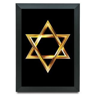 Quadro Shabbat Shalom Estrela de Davi 45x34cm - Com Vidro em