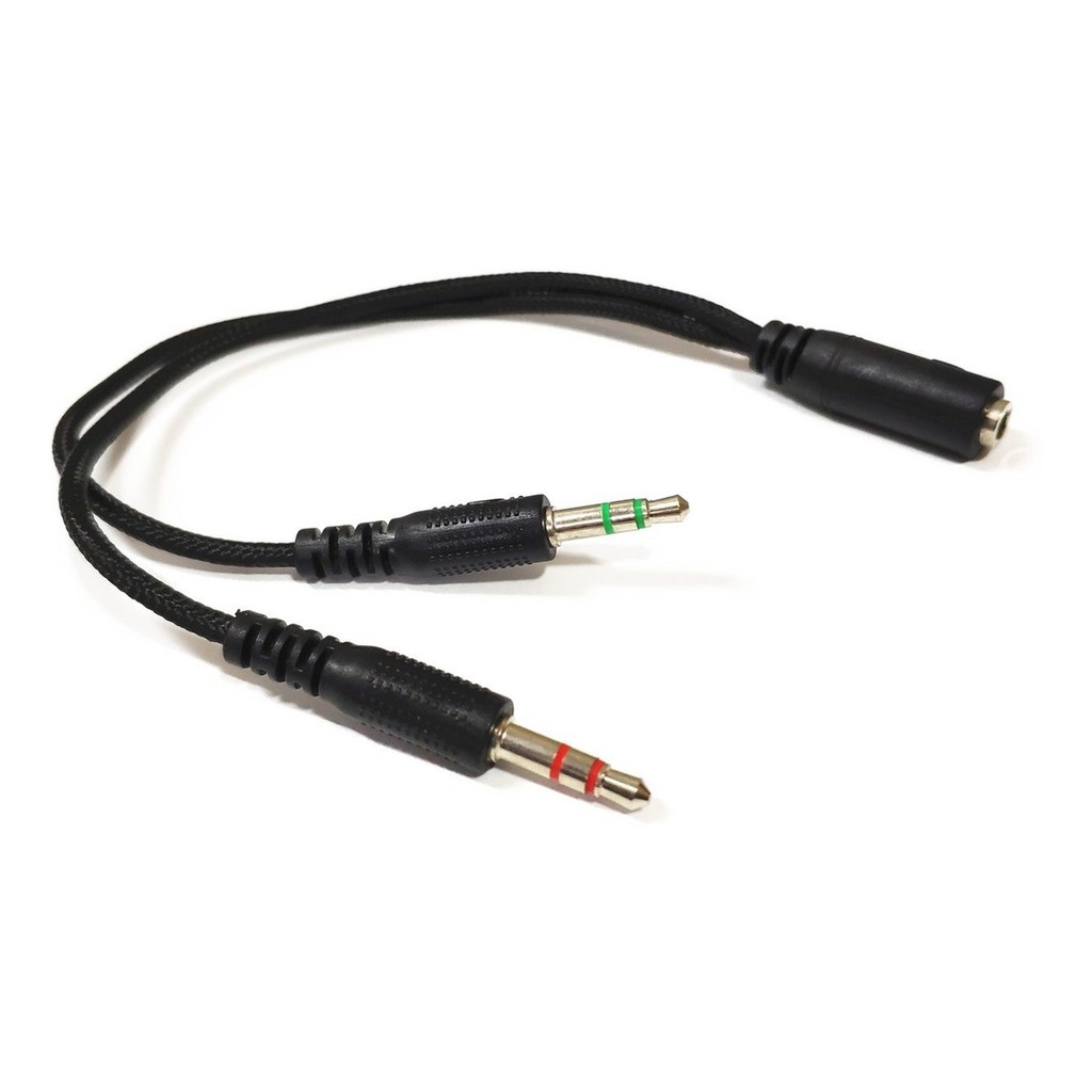 Cabo P3 Adaptador Femea 2 P2 Macho Headset Pc Notebook Y =  2 PLUG P2 MACHO SEPARADO + 1 PLUG P3 FEMEA COM 4 CONTATOS JACK FONE MICROFONE