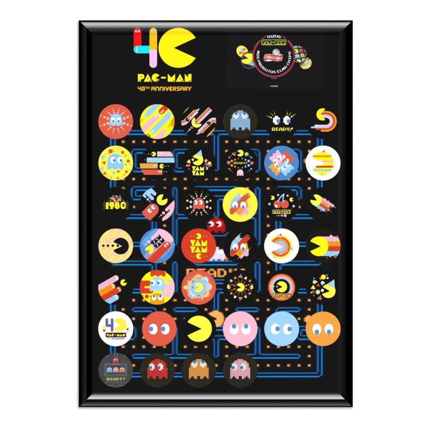 Quadro Expositor Porta 40 Tazo Pacman Elma Chips C/ Acrilico
