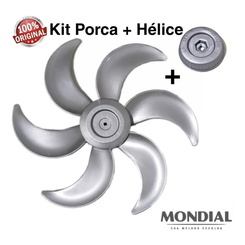 Kit Porca / Trava + Hélice Mondial Polishop 6 Pas 50cm Cinza
