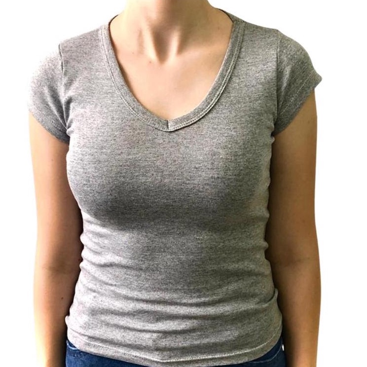 Blusa baby look GOLA V MESCLA 96% algodão 4% elastano. em Oferta na Shopee