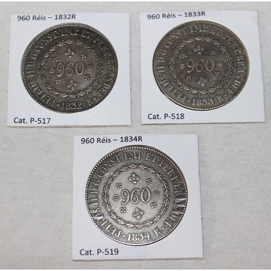 3 Moeda Souvenir De 960 Réis - Série Completa - Descrição