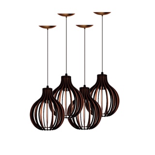 Pendente Preto Luminária Cozinha Gourmet Kit 4 Peças