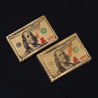 54 Cartas Baralho Dolar Dourado Ouro Folheado A Prova D'agua Poker Truco Cartas Jogos Par…