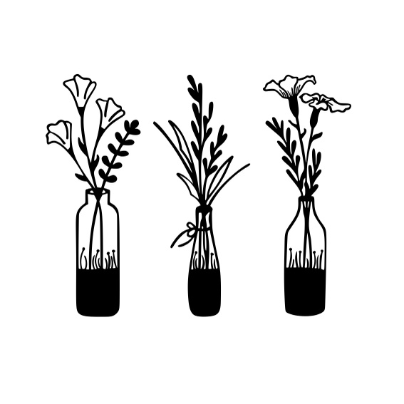 Quadro de Parede Decoração Quarto Feminino Florzinhas Sala Cozinha Escritório Aplique de Parede Trio Garrafa de Flores Mdf Madeira 3mm