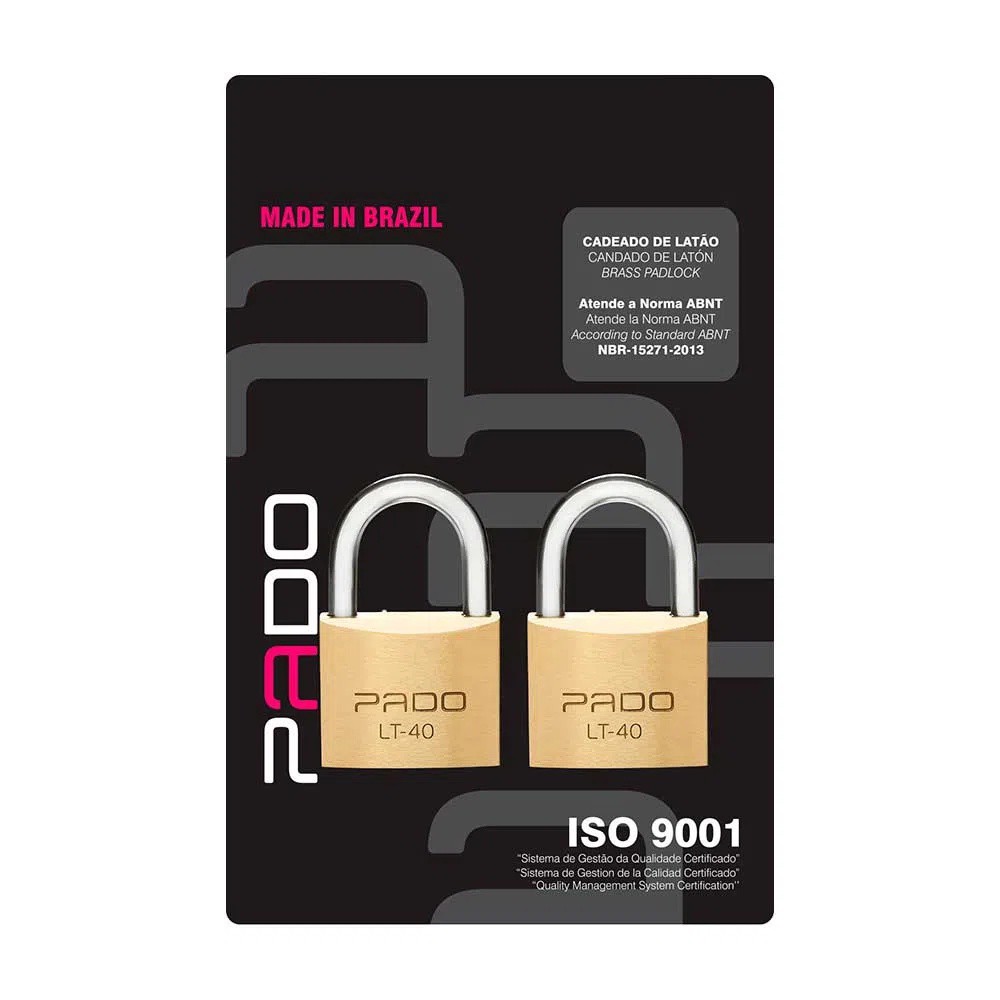 Cadeado com chave 40mm E-40 2 peças Bronze - Pado