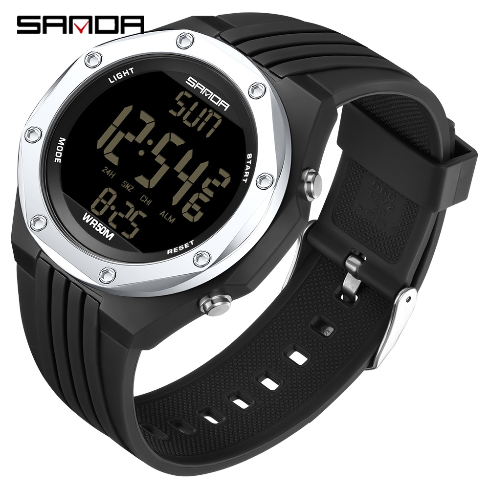 Sanda Relógio Digital Multifuncional Com Display LED/Casual/Esportivo/À Prova D'água/Cor Lisa 6093-8