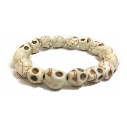Pulseira De Bolinha Caveira De Cerâmica