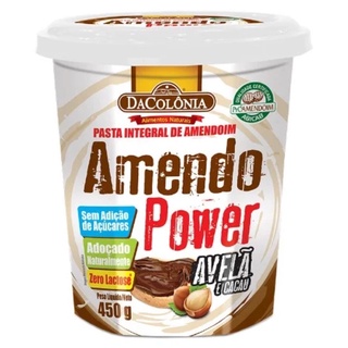 Pasta Integral de Amendoim Avelã e Cacau Amendo power 450g - Dacolônia