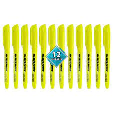 Caixa Caneta Marca Texto Amarela Com 12 Unidades Masterprint Mp612
