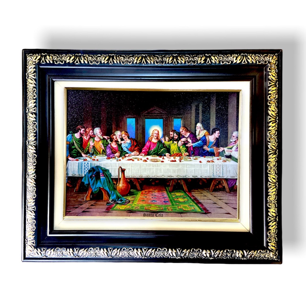 Quadro Decorativo Santa Ceia Grande Imagem Resinada 57x47