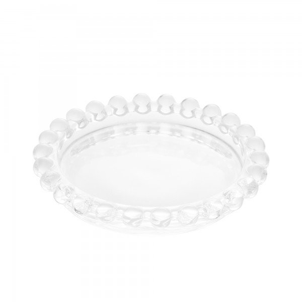 Conj. 4 Mini Prato de Cristal Bolinhas Pearl Transparente 10x2cm Wolff