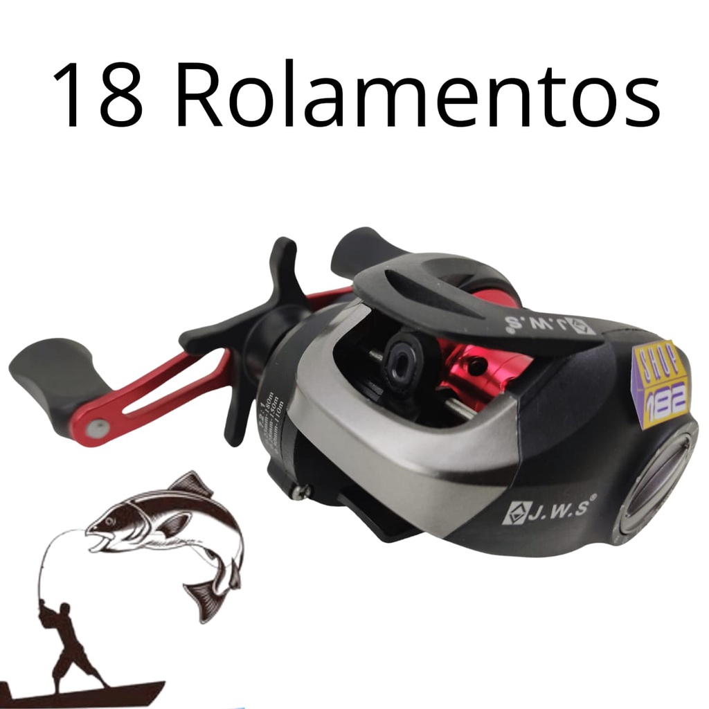 Carretilha Pesca 18 Rolamentos Baitcasting - Lado Direito JWS WS-TB713