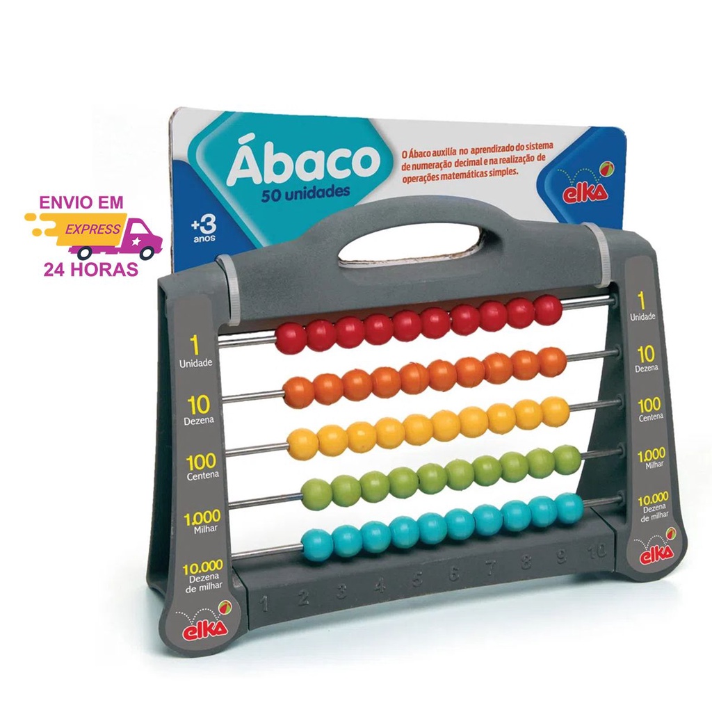 Abaco Escolar com 50 bolinhas brinquedo Infantil Didatico e Pedagógico Elka