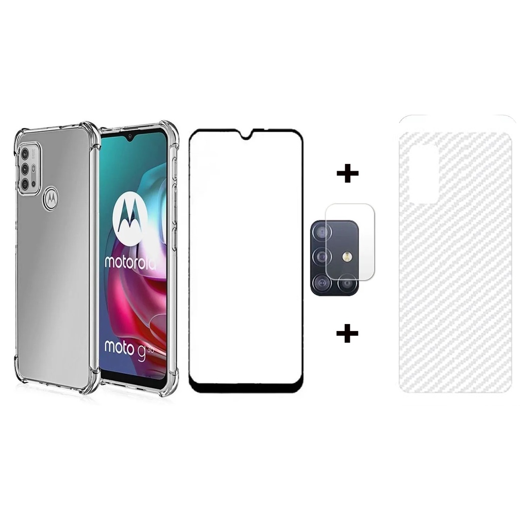 Capa reforçado + Pelicula 3d + Pelicula camera  Lente + Pelicula Traseira Para Moto G10  G20  G30