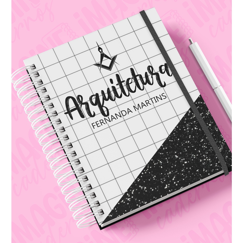 Caderno Personalizado Arquitetura  7 com Nome Capa Dura Wire-O 22x16cm Premium 120 Folhas