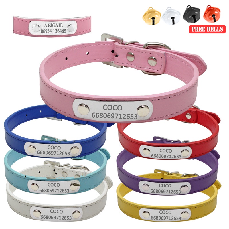 Coleira Personalizada De Couro PU Cachorro Sem Gravação Para Cães Pequenos Médios Grandes YP3