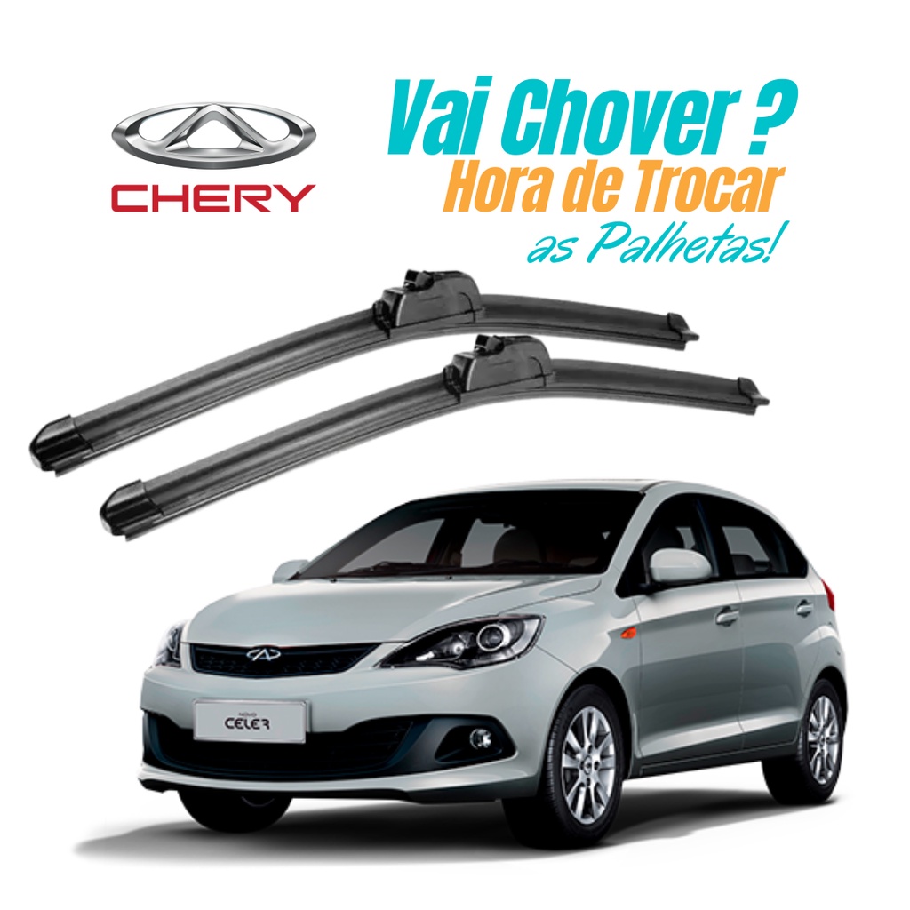 Par de Palhetas Limpador Parabrisa Dianteiro Chery Celer 2013 2014 2015 2016 2017 Silicone em Oferta na Shopee