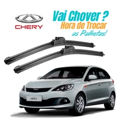Par de Palhetas Limpador Parabrisa Dianteiro Chery Celer 2013 2014 2015 2016 2017 Silicone