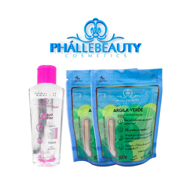 Kit PhálleBeauty Água Micelar 100ml + Argilas Verde em Oferta na Shopee