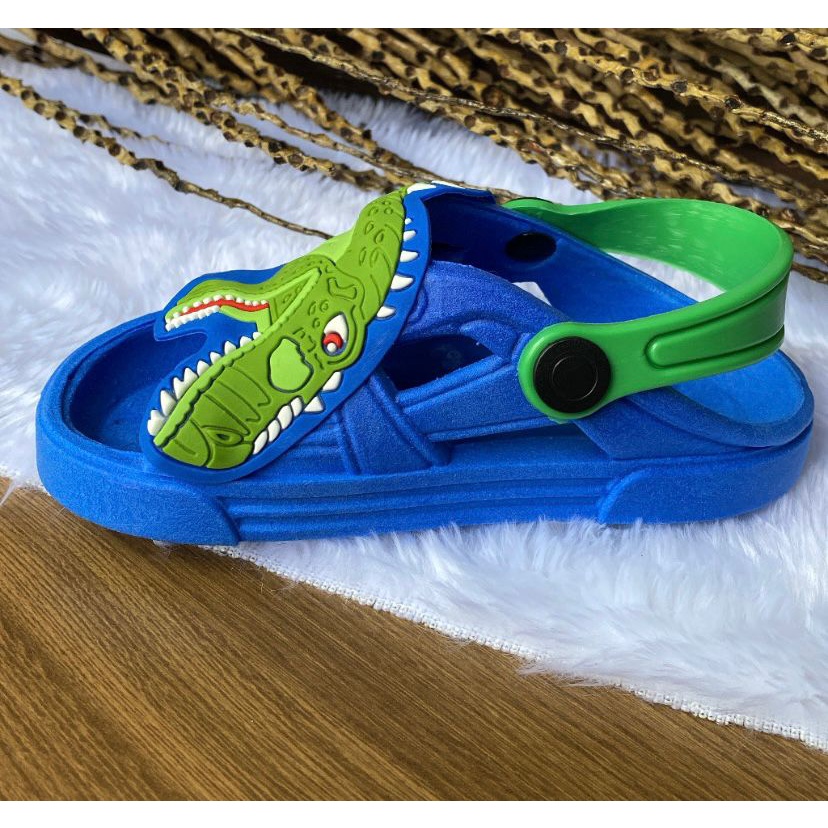 Sandália Papete Infantil Dinossauro T-rex Azul E Preto — imagem 2 de 2