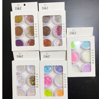 Cx 6 potinho glitter flocado fino sugar d&z decoração