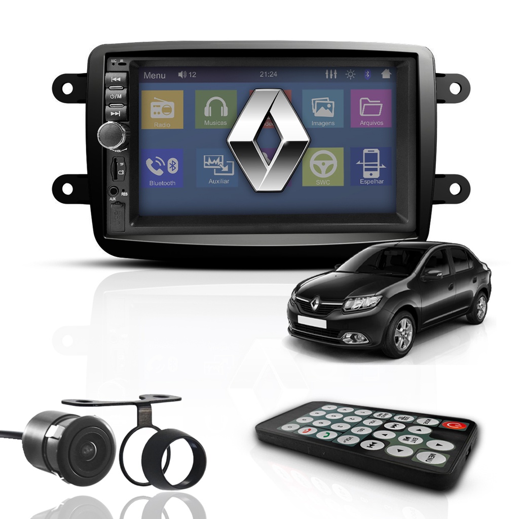 Kit Central Multimídia Universal Mp5 2 Din Bt Espelha Logan - Spare Parts and Accessories for Vehicles