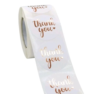 100 un. de adesivos Thank You acabamento dourado, 2,5cm