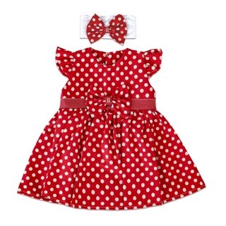 Vestido Infantil Bebê Menina Com Tiara Poá Vermelho Natal Vitória 100% Algodão - Tam P ao 3 anos em Oferta na Shopee