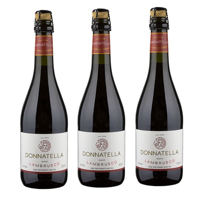 Kit Vinho Donnatella Frisante Lambrusco Suave Fino 660ml 3uni