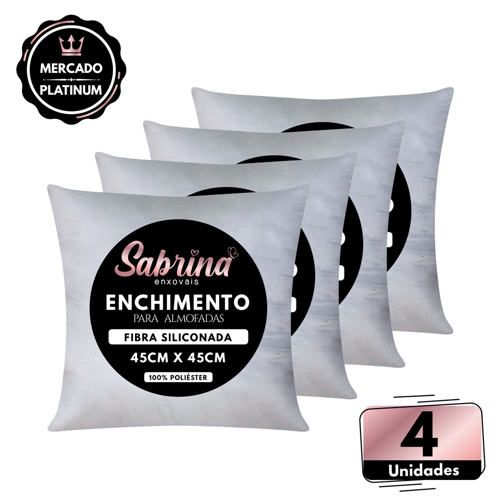 Kit 4 Enchimentos Refil Almofada 45x45 Fibra Siliconada  **DESCONTO**