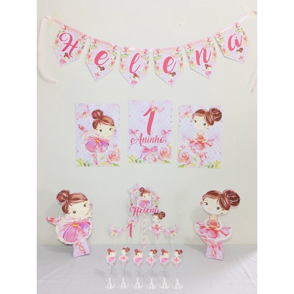 Kit festa em casa, kit só um bolinho, decoração festa infantil Bailarina em Oferta na Shopee