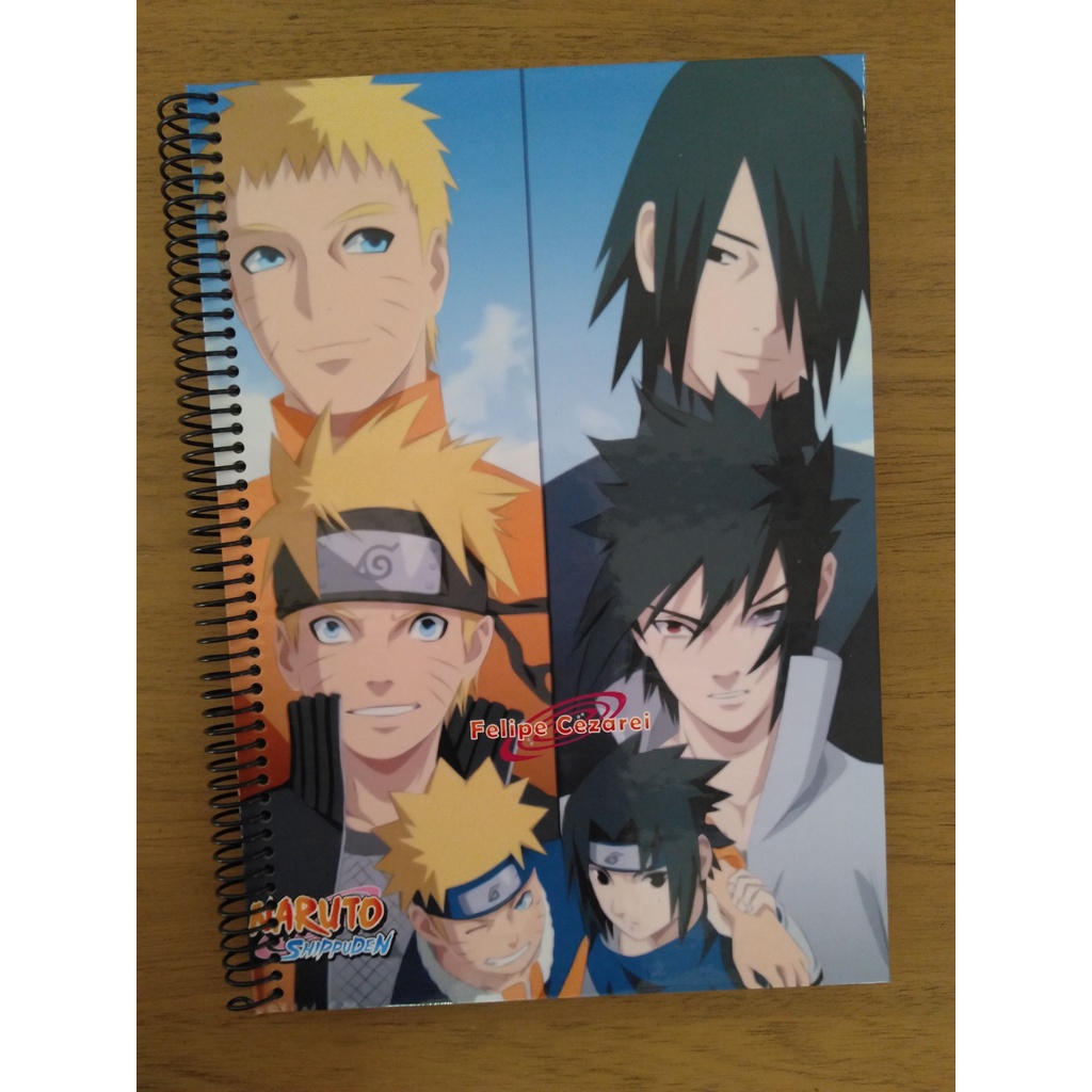 Caderno Personalizado Universitário de 1 Matéria Anime Naruto - Uzumaki Naruto e Uchiha Sasuke