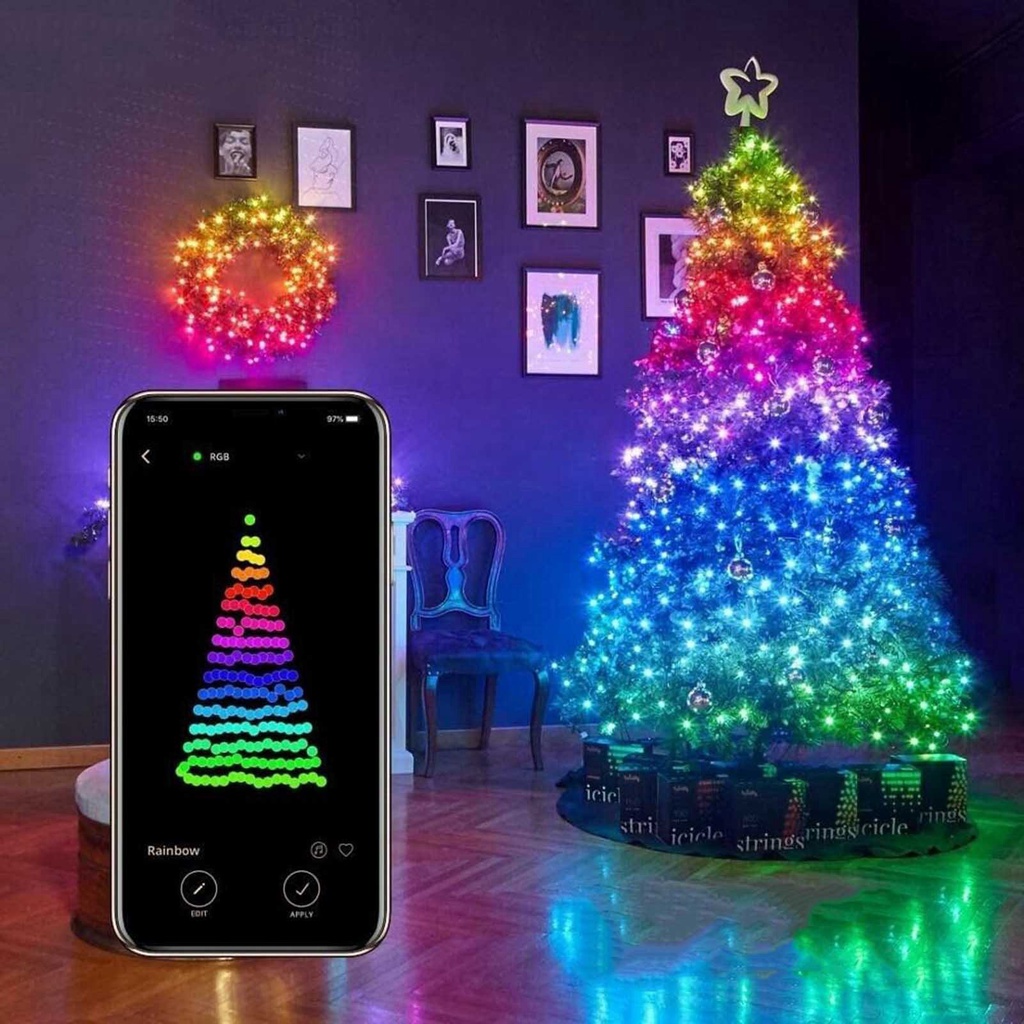 Cordão De Luzes Led D Cor Bluetooth Para Decoração De Árvore De Natal |  Shopee Brasil