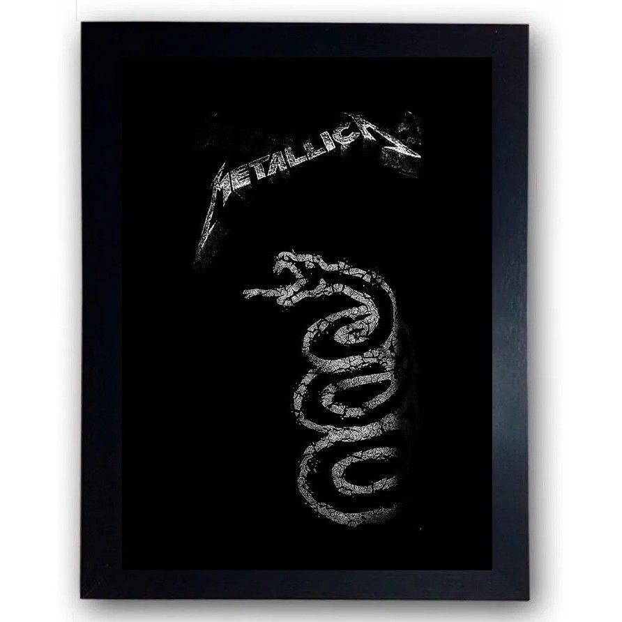 Quadro Metallica Black Album Rock Metal Moldurado