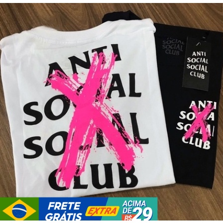 Camiseta Anti Social Social Club X Rosa Unissex Novo!