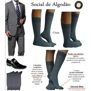 Caixa c/ 6 Pares de Meia Social Masculina de Algodão - Linha PRIMAVERA-VERÃO Ventilada