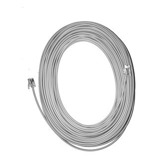 Fio de Telefone RJ 11. Tamanho: 10,0 Metros. Cabo pronto para conectar a linha telefônica em aparelhos de telefone, fax,