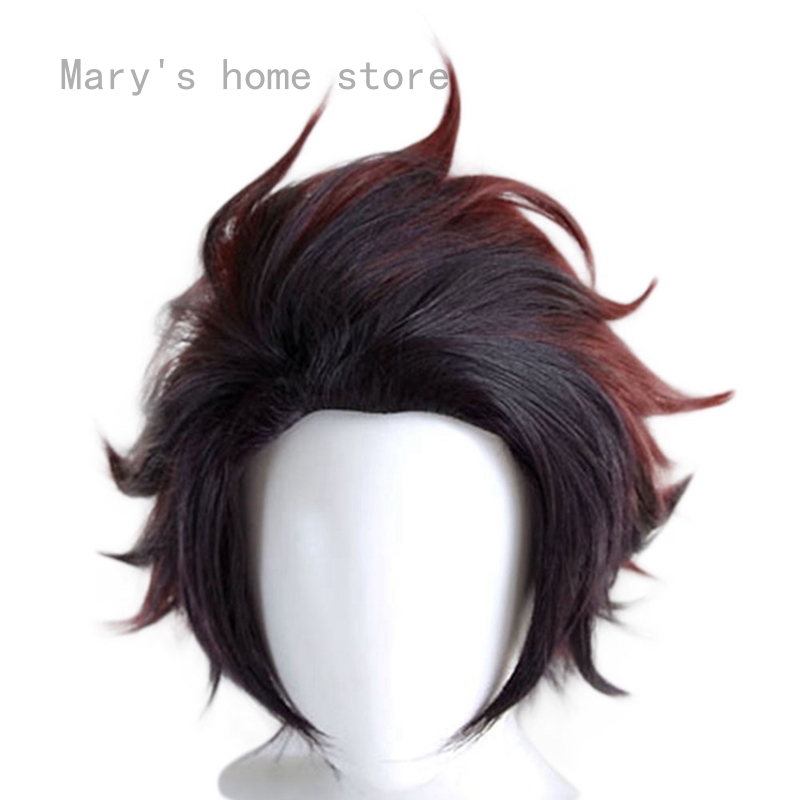 Demon Slayer : Peruca De Cabelo Cosplay Resistente Ao Calor Kimetsu no Yaiba Tanjiro Kamado