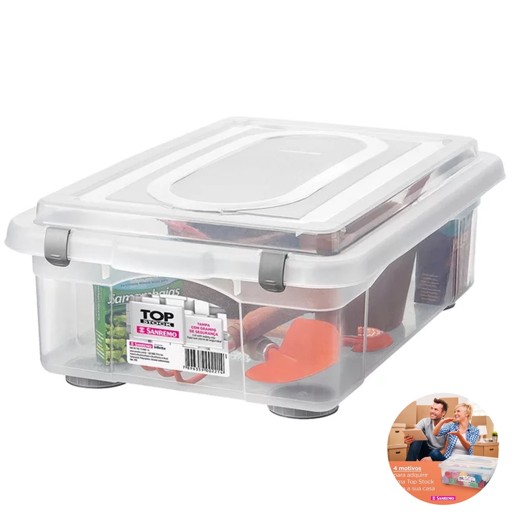 Caixa Organizadora Grande 28,2l Multiuso Porta Utensílios Closet Roupas Brinquedos -  970 Sanremo