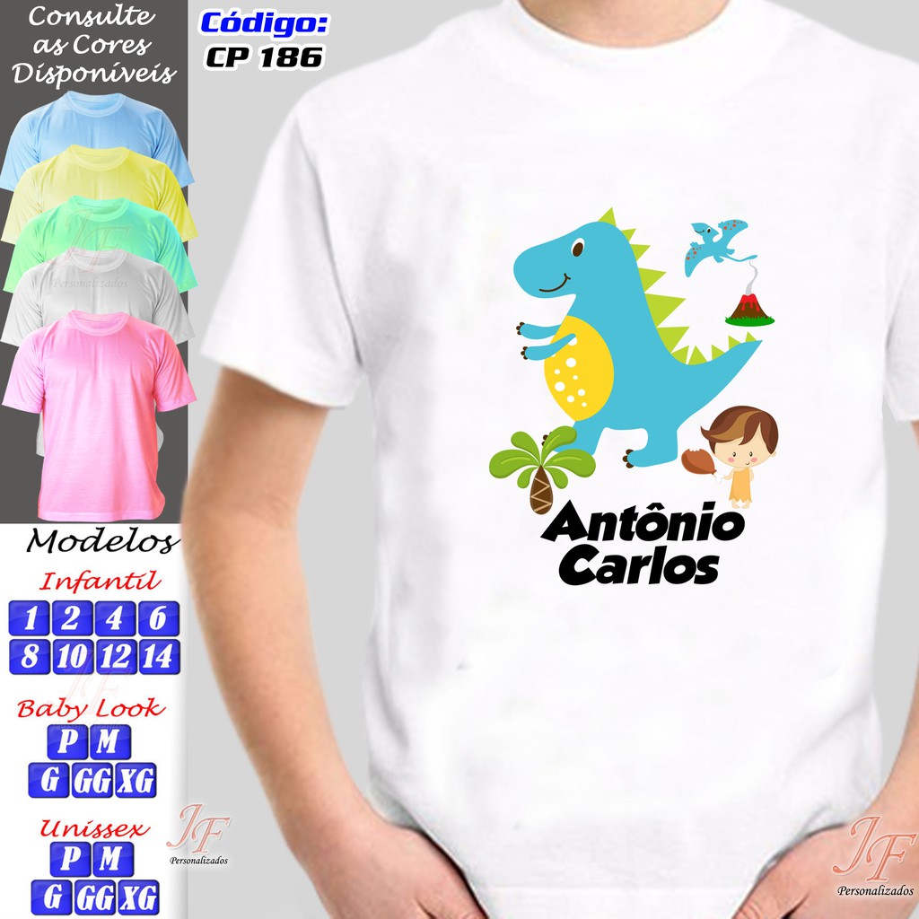 Camiseta Dinossauro Personalizada | 01 Unidade | Camisa Parque dos Dinossauros Jurassic