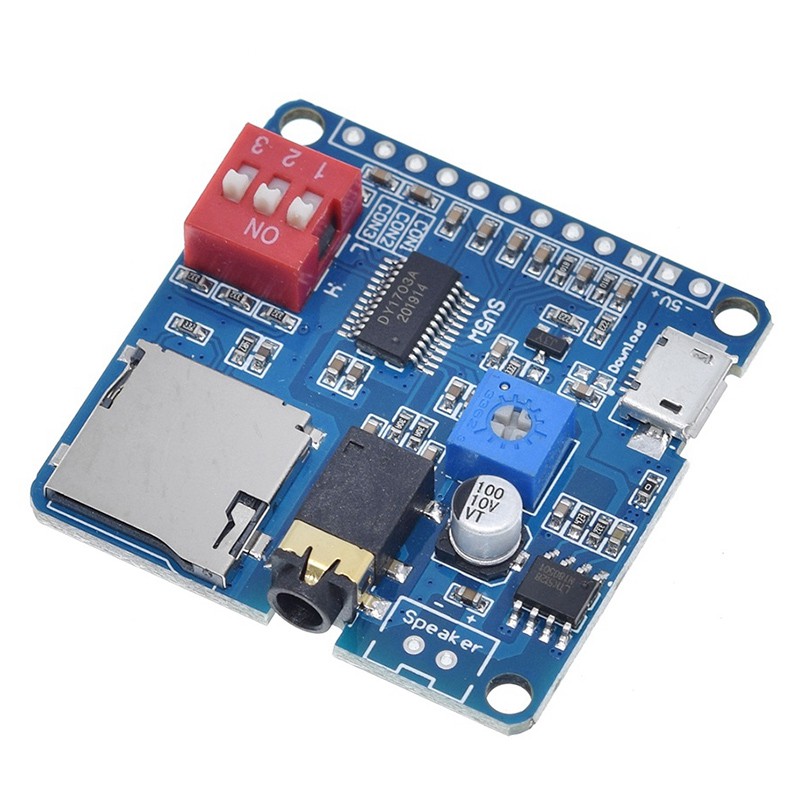 1 Peça Para Arduino 5W Módulo Amplificador De Reprodução De Voz MP3 Leitor De Música Cartão SD/TF Integrado UART I/O Gat